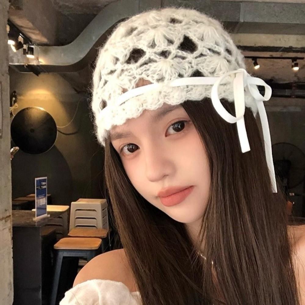 Korean Style Knitted Hat Hollow Design Crochet Hat Fashion Beanie Cap Spring