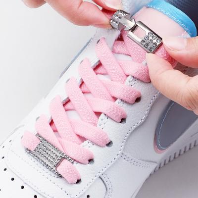 Теннисные шнурки с серебряной бриллиантовой пряжкой, без завязок, эластичные шнурки, кроссовки без завязок, плоские шнурки для обуви, аксессуары