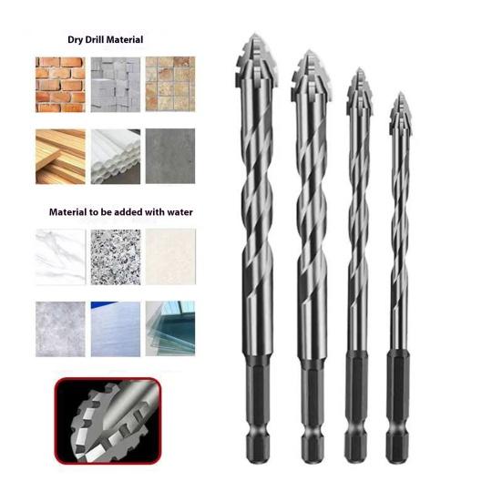 Набор из 1/4 сверл, высокопрочные, нержавеющие, многофункциональные, износостойкие, с четырьмя канавками, пилообразные эксцентриковые сверла