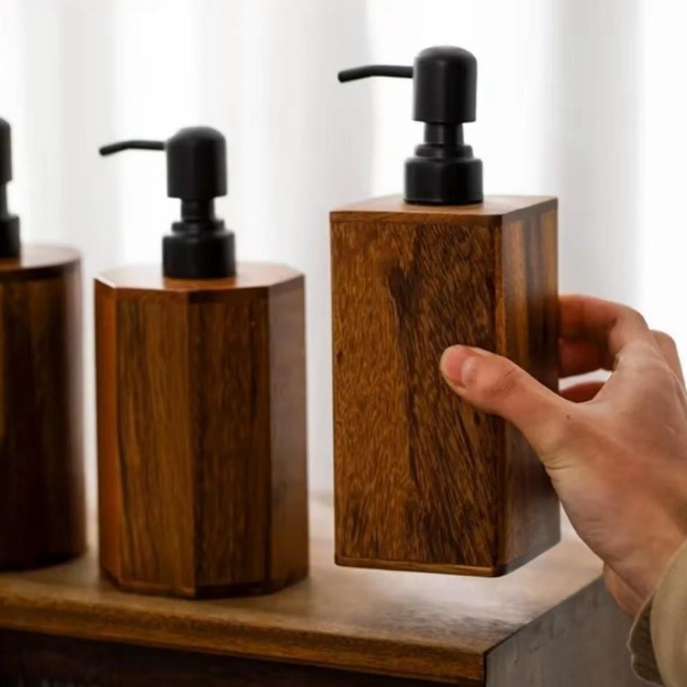 Luxury Hand Sanitizer Bottle Wood Lotion Bottle Multpurpose Shampoo Container Hotel
