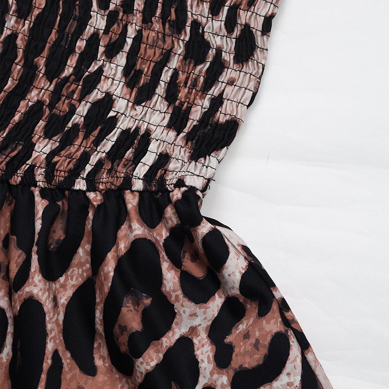 YYFS Женская мода лето весна леопардовый принт без рукавов повседневные платья с высокой талией