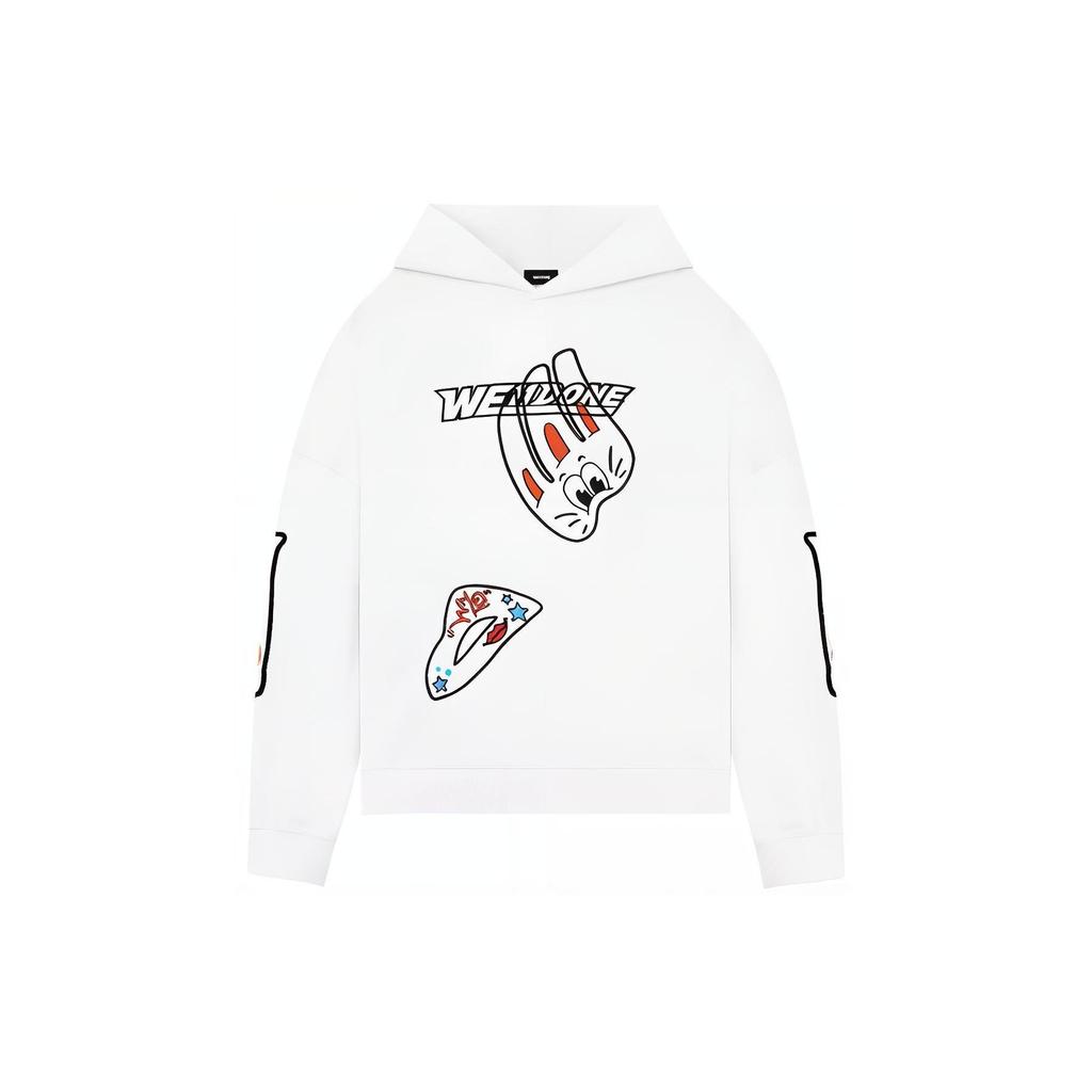 We11done Ss22 Logo Cartoon Pattern Hoodie Unisex hoodies White WD-TH1-22-585-U-WH