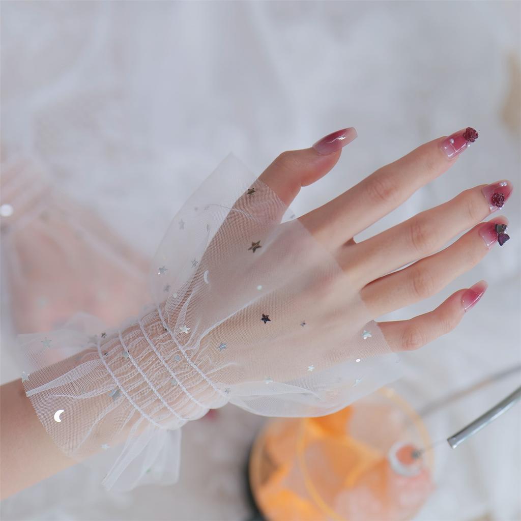 Star Glitters Mesh Arm Sleeves For Nail Photography Studio Breathable Shining Cuff Sleeves Armwear Fashion Accessories