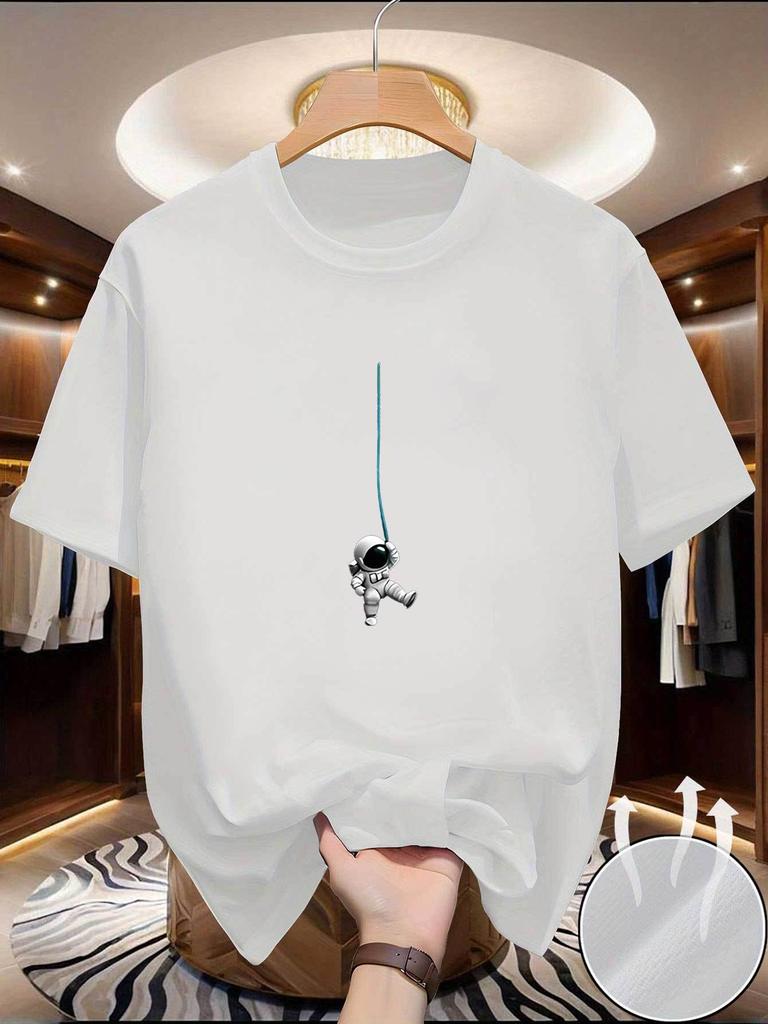 Unisexs RoundNeck ShortSleeved Printed Shirt With Astronaut Pattern QuickDrying And Breathable Large Size TShirt
