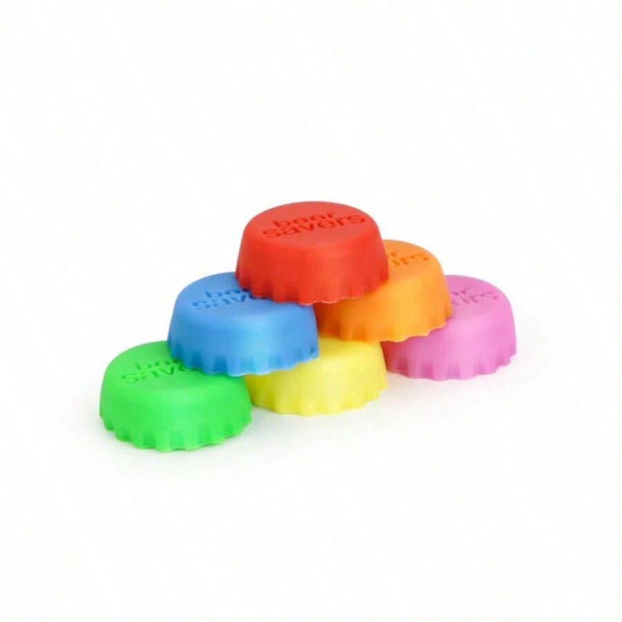 6/12pcs Beer Bottle Sealing Caps, 6 Colors Creative Leak-Proof Wine Bottle Stoppers, Reusable Wine/Liquor Bottle Accessories (Random Color)