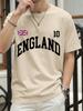 Футболка с принтом England Letter Uk для мужчин, хлопковая, летняя, с круглым вырезом, универсальная, унисекс, повседневная, свободная, с коротким рукавом