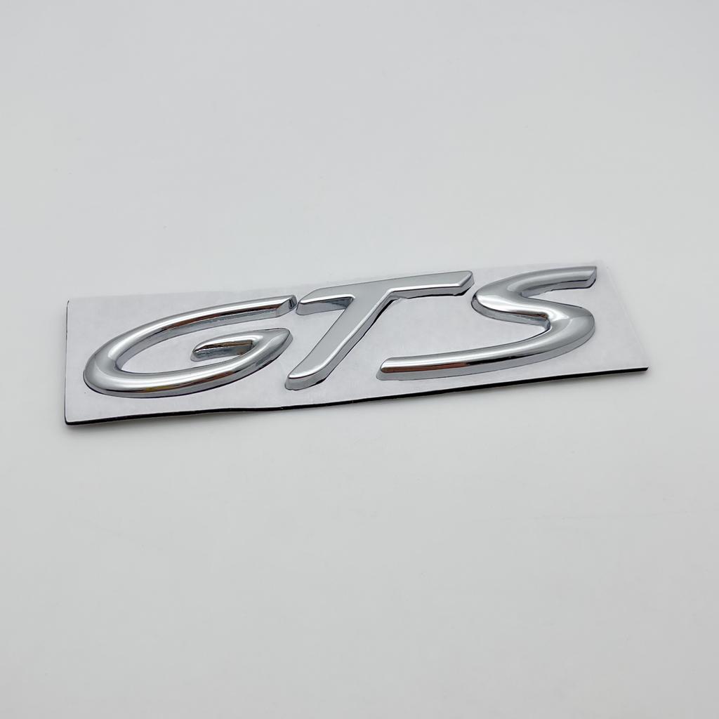 BJT1 1pcs Metal GTS Letter Sticker Car Rear Emblem Fender Side Rear Tail Trunk Badge Sticker Styling Accessories For 911 718 928 901