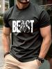 Мужские хлопковые футболки с принтом 'Beast' Летние удобные мягкие футболки Оверсайз с круглым вырезом с коротким рукавом Базовая мужская одежда