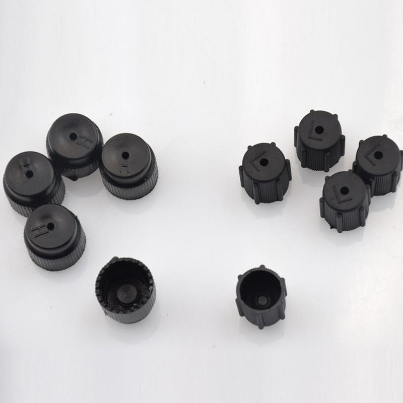 10Pieces Universal AC Fittings Black Rubber Valve Core Cap Port Kit Car Air Conditioning Repair Accessory for R134a and R1234yf