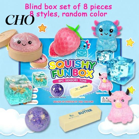 TPR Stress Ball 8Pcs Sugar Squeeze Toys, Soft Relief Fidget Toys Toy for Adults, Anxiety Calming Sensory Party Gift Durable Reliever