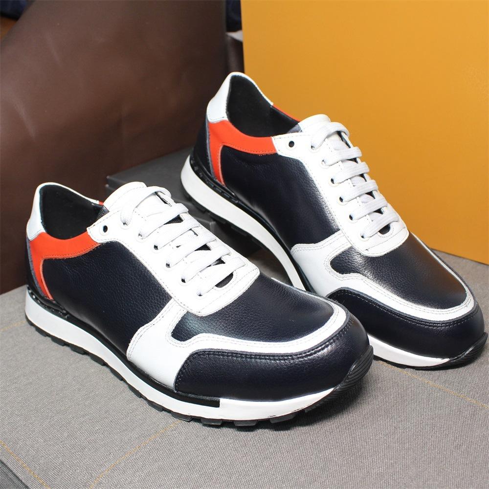Trendy Brand Sports Shoes Men'S Contrasting Colors Fashion Leather Travel New Casual Shoes Non-Slip And Wear-Resistant British Style Running Shoes Men