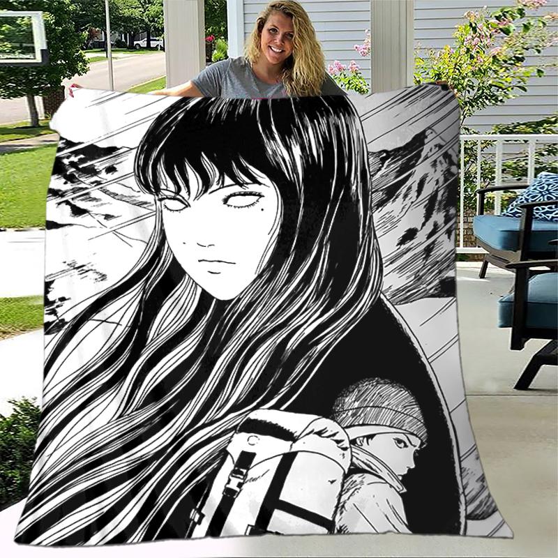 1pc Blanket Thriller Manga Junji Ito Tomie Print Design, Lightweight Blanket for Sofa, Bed- Soft &Warm, Gift for All Seasons like Christmas, Halloween