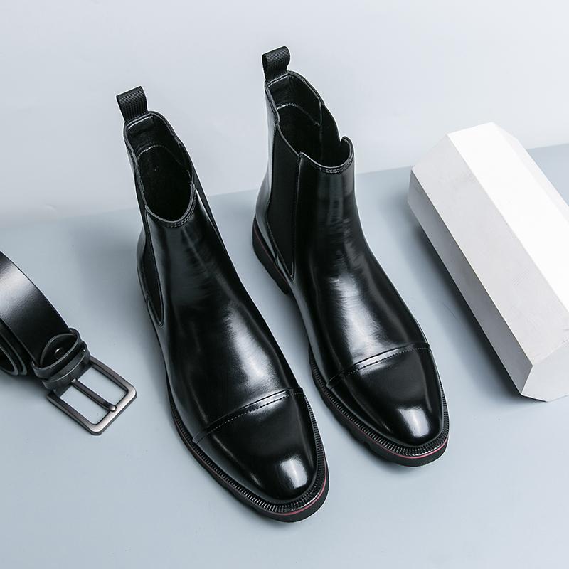 Мужские ботинки челси из натуральной кожи, удобные зимние ботинки с острым носком, мягкие ботильоны с эластичным ремешком, формальная деловая обувь для мужчин