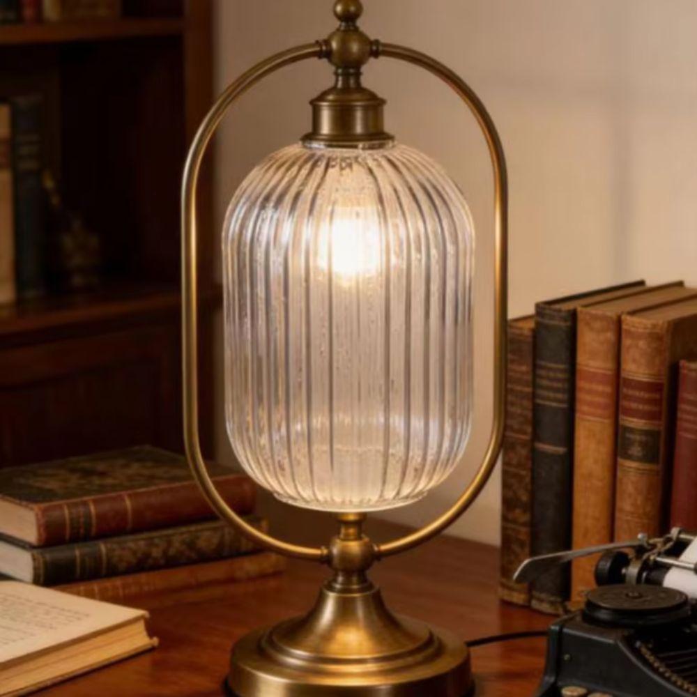 Striped Glass Lamp Shade Lantern Shaped Decorative Cover Hand Blown Glass Table Lamp