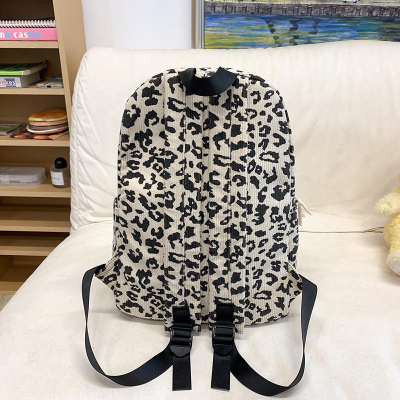 Urban Style Leopard Print Soft Backpack With Zipper Closure For Student And Travel