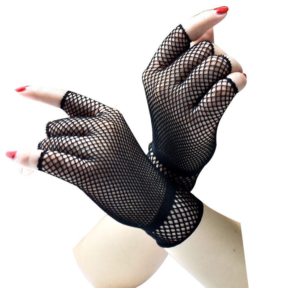 Women Men Fishing Net Stretch Half-finger Gloves Lace Mittens Short Gloves Mesh Fishnet Gloves