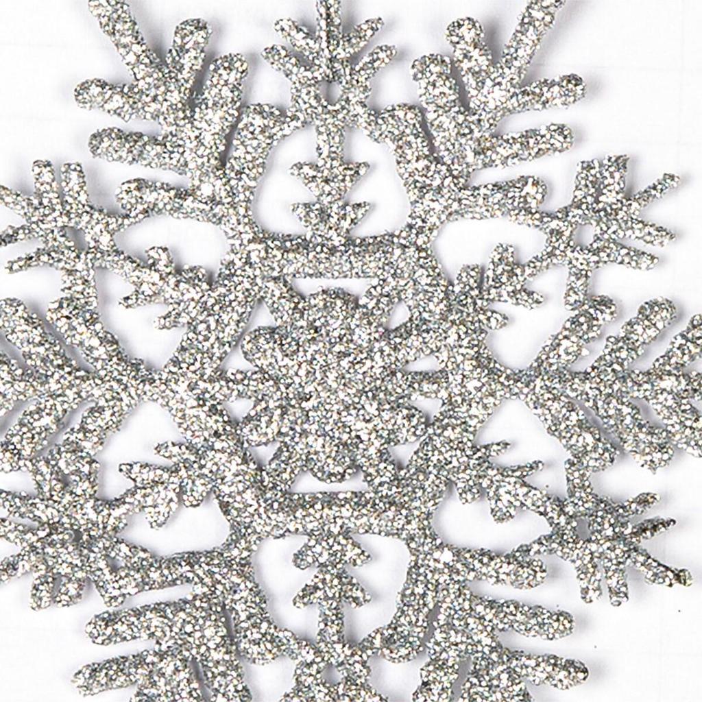 Christmas Ornament Snow Patterned Pack of 12 Lame 10x10 Cm Christmas Tree Ornament Object Silvery