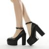 Fashion 2025 New Spring Autumn Casual High-heeled Shoes Sexy Ruslana Korshunova Thick Heels Platform Pumps Black White Size 42