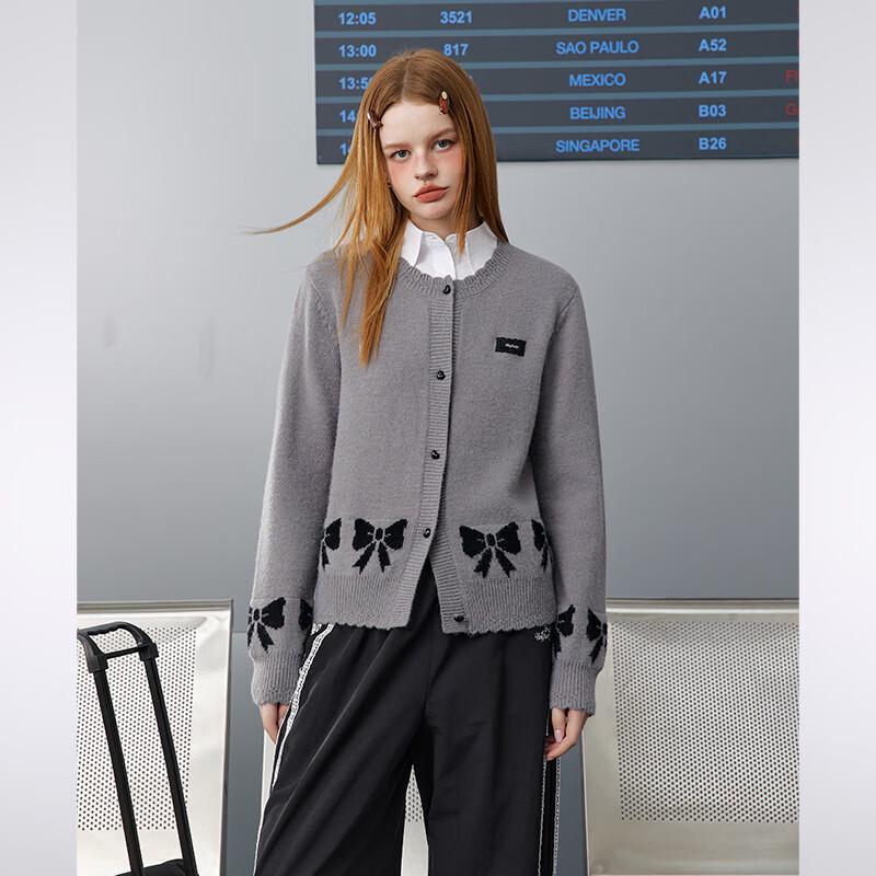 unifree Sweet Bowknot Jacquard Knitted Cardigan