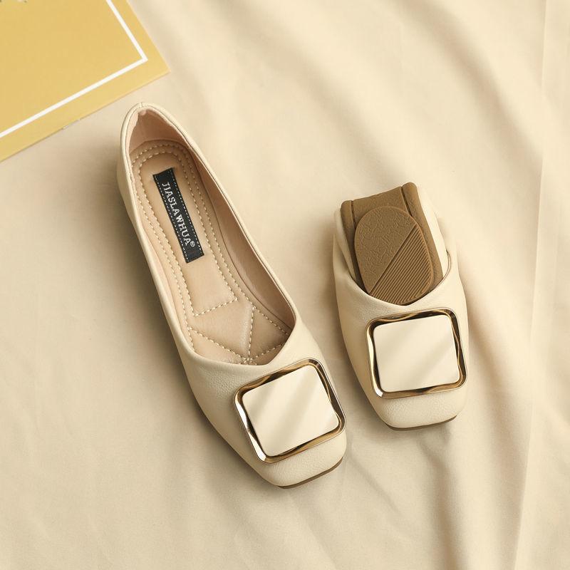 2025 новые однопедальные туфли на плоской подошве с мелким вырезом, женские весенне-осенние, нежные вечерние, удобные, с мягкой подошвой, универсальные туфли-дудочки