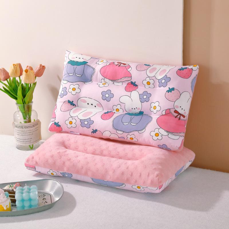 Children Infants Double-sided Cartoon Pure Cotton Doudou Velvet Sleep Pillow Washable Cervical Vertebra Protect Kids Pillow