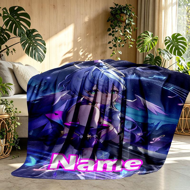 Custom Name Personalized Robin (Honkai Star Rail) Print Blanket, Home Decor, Bedroom, Sofa, Camping, Couch, Gifts for Birthday Christmas