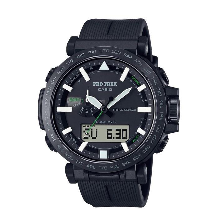 Мужские часы Casio Pro Trek PRW-6621Y-1JF, Черный/Зеленый, Радиоуправляемые, На солнечных батареях