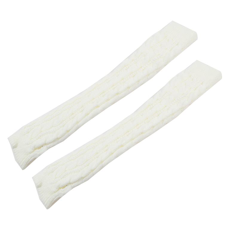 1 пара длинных вязаных унисекс перчаток с полупальцами для женщин и девочек, осенне-зимние, однотонные, теплые варежки до локтя