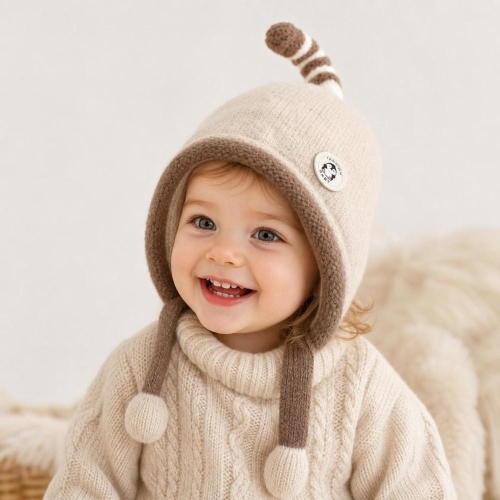 Soft Baby Hooded Hat Sound Girls Knitted Hat Fashion Infant Winter Hat