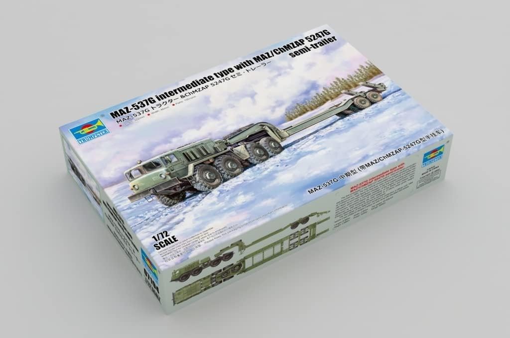Trumpeter Tractor ChMZAP 5247G Plastic Model Kit 07194 1/72 MAZ-537G & Semi-Trailer