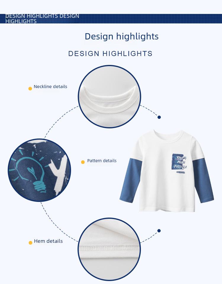 Футболка с длинными рукавами для мальчиков 27kids 2024 осень в корейском стиле