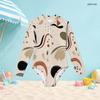 Girls Cream White High Neck Long Sleeve Front Zip Floral Printed One Piece Swimsuit