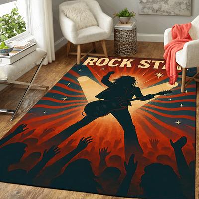 1Pc Rock Star Concert Energy Rug, Office Carpet Indoor Outdoor Doormat, Non-Slip Soft, Living Room, Christmas Halloween Gift M929366