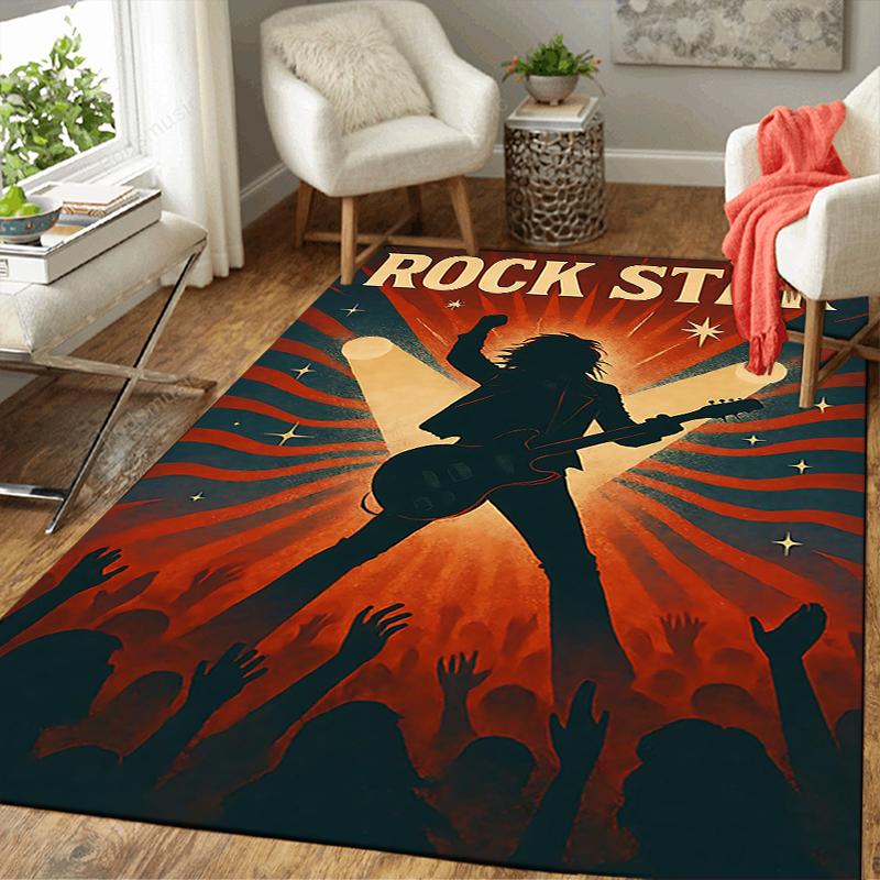1Pc Rock Star Concert Energy Rug, Office Carpet Indoor Outdoor Doormat, Non-Slip Soft, Living Room, Christmas Halloween Gift M929366