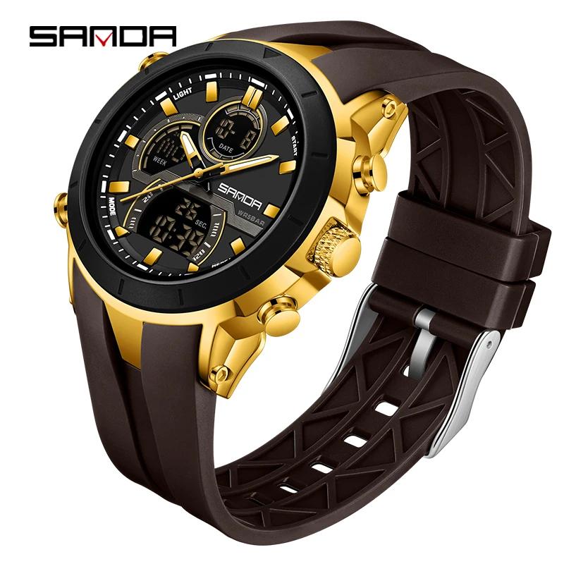 Мужские спортивные часы SANDA G Style, роскошные, водонепроницаемые, с хронографом, кварцевые наручные часы, светодиодные, аналоговые, цифровые, дата, неделя, многофункциональные часы