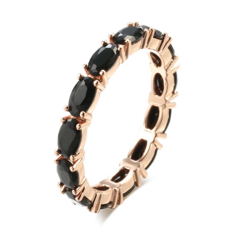 Gothic Style Full Black Zircon Fashion Women Rings Light Luxury Party Daily Jewelry