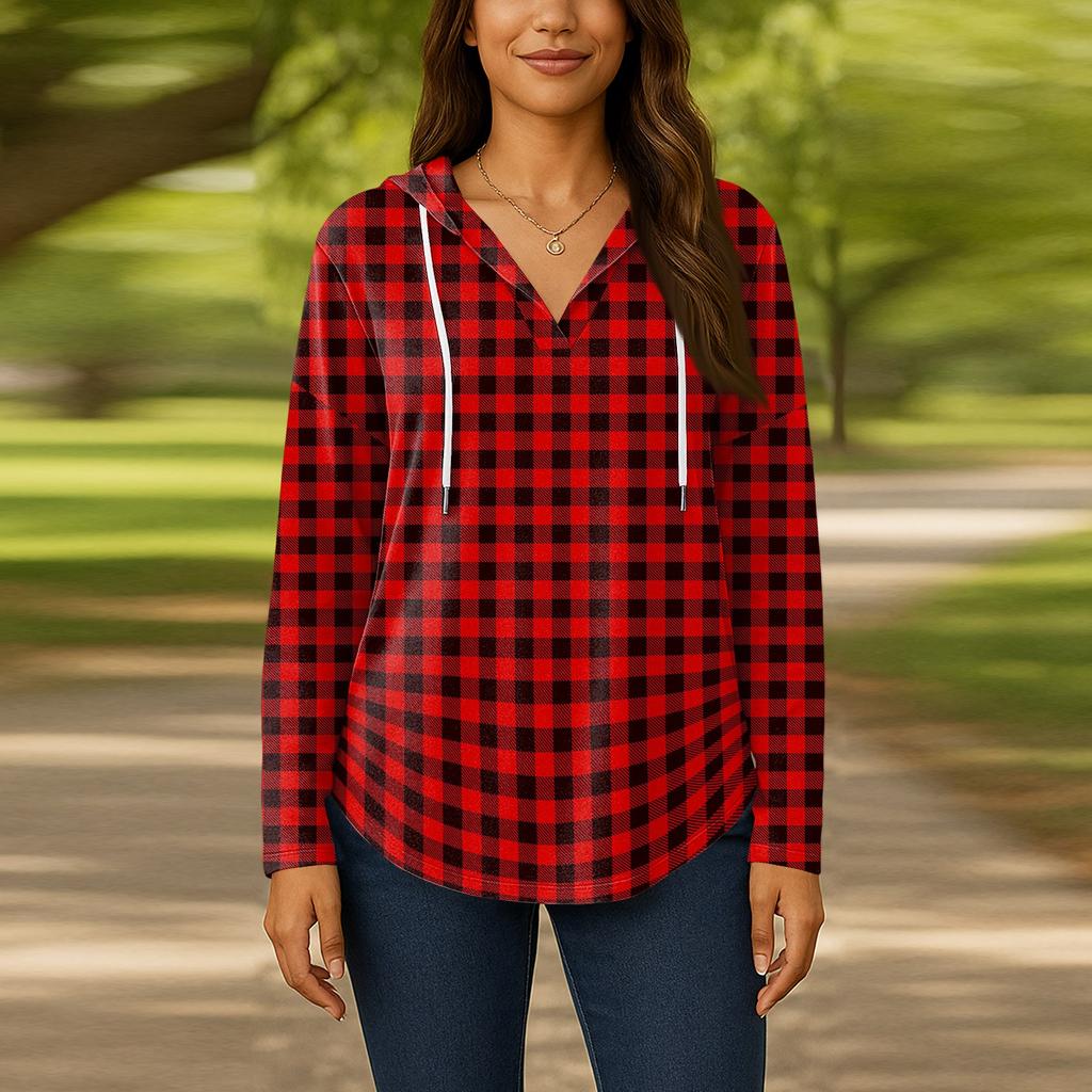 Женские модные толстовки с капюшоном V-образным вырезом с длинным рукавом и цветочным принтом на шнурке, повседневные свободные пуловеры