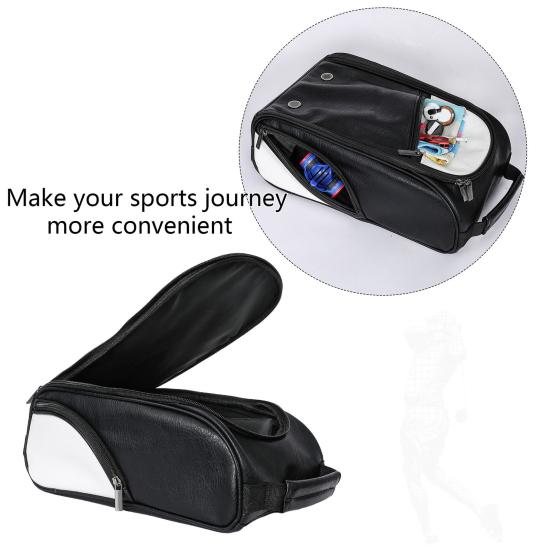 Сумка для обуви для гольфа с застежкой-молнией, большая вместимость, водонепроницаемая, износостойкая, спортивная сумка с ремешком и боковым карманом для аксессуаров