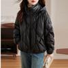 Модная куртка из натуральной кожи на гусином пуху, женская зимняя новая одежда из овечьей кожи, короткая куртка с капюшоном, свободная
