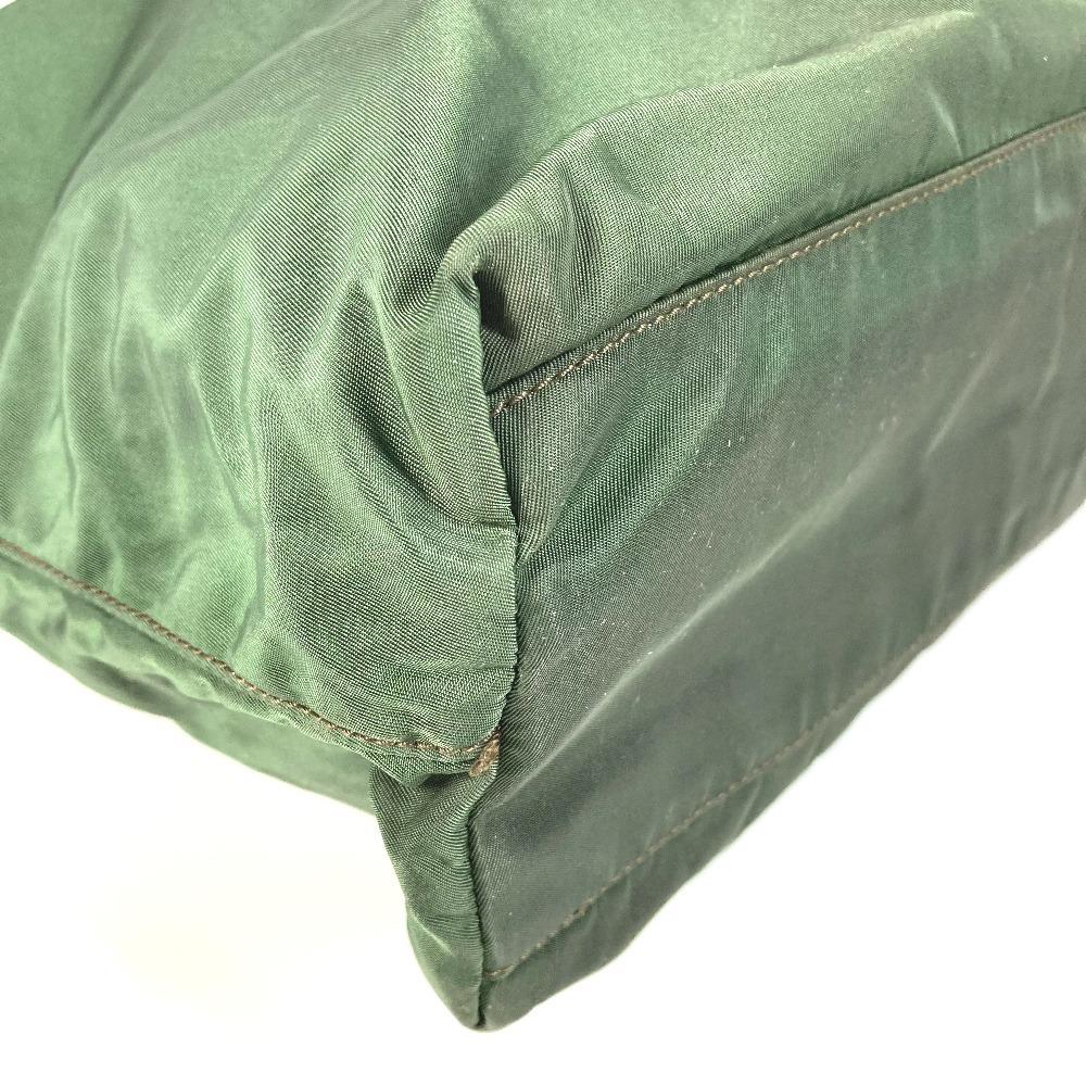 PRADA triangle logo plate Bag Tote Bag Shoulder Bag Nylon khaki