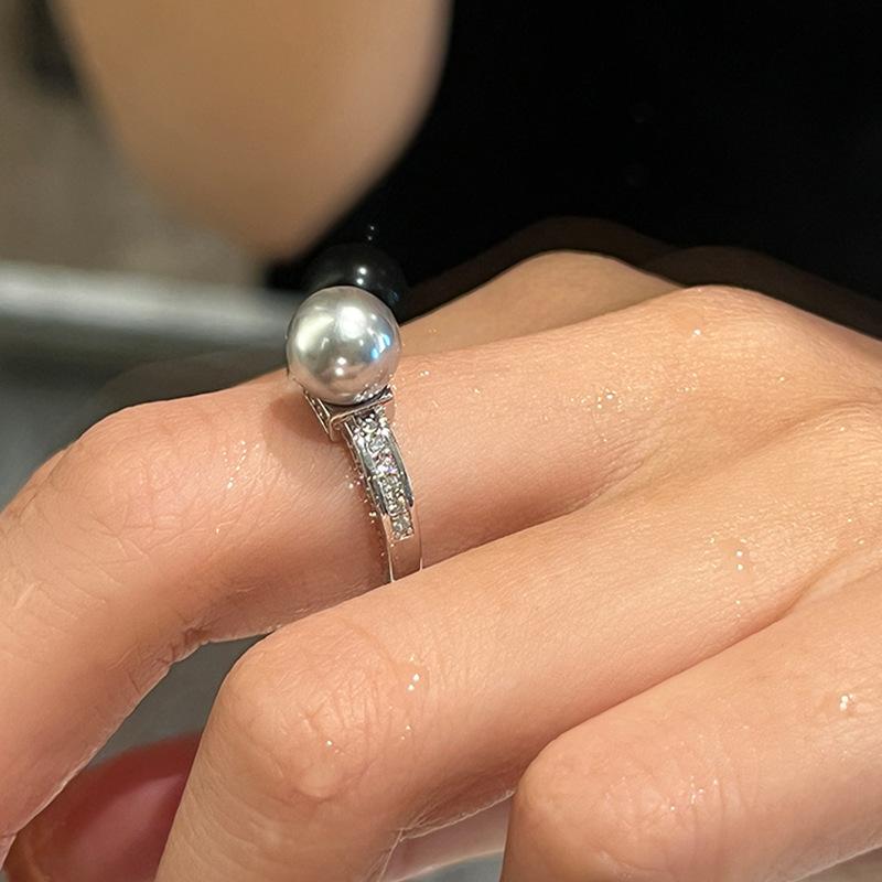Кольцо с микро-инкрустацией циркония и жемчуга для женщин, нишевое, высокого класса, изысканное, легкое, роскошное, элегантное, индивидуальное, темпераментное, универсальное кольцо