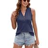 Ladies Spring and Summer New Solid Colour V-neck Button Loose Sleeveless Vest T-shirt Tops