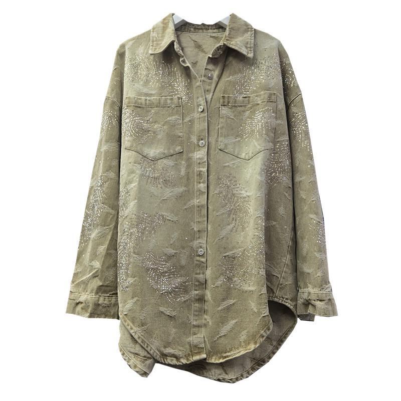 Европейская повседневная рубашка-куртка с тяжелыми стразами, коллекция ранней весны - Высококачественный женский модный топ.