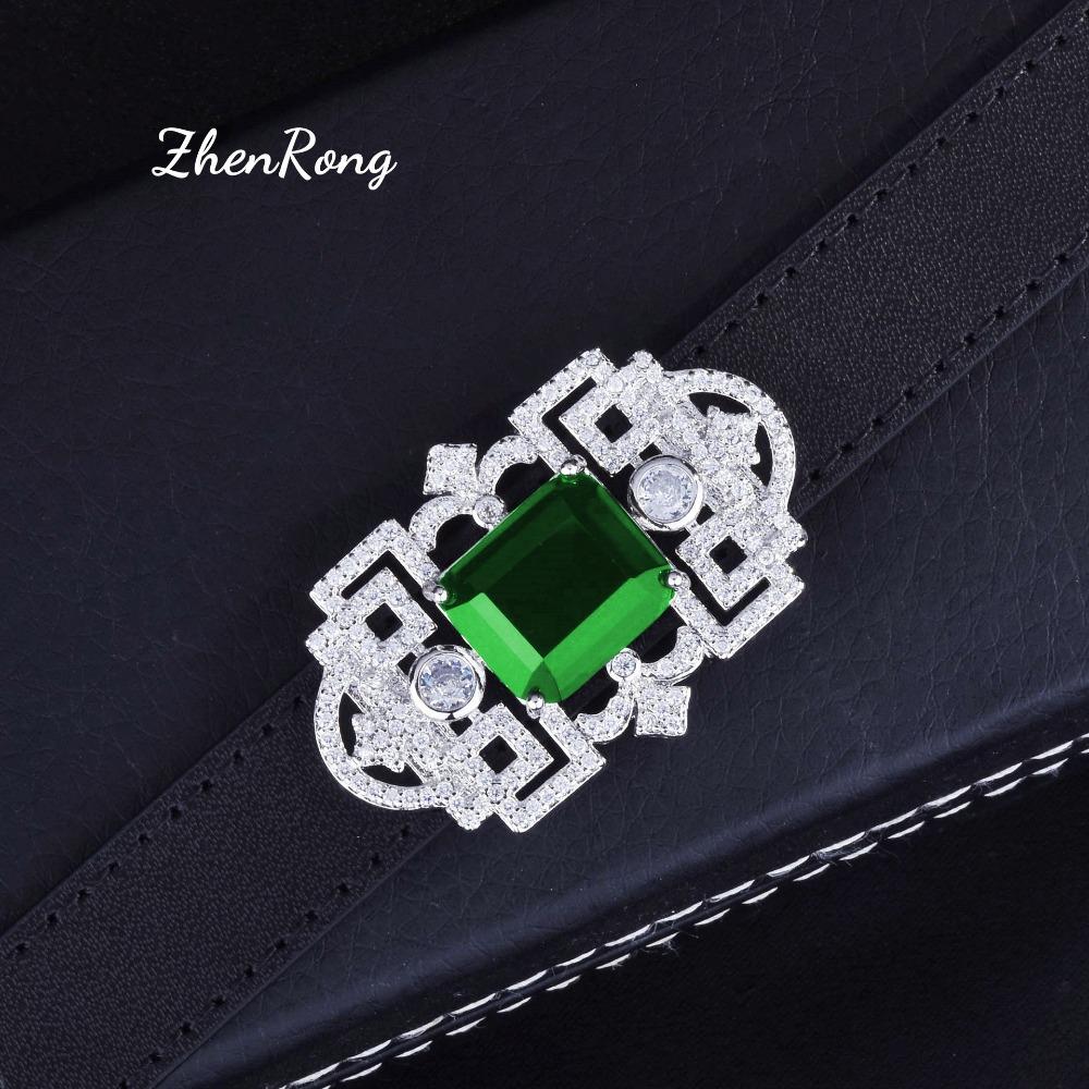 Simulated Emerald Choker Bracelet Pendant Three-Way Wear Micro-Pave Full Diamond Watch Band Wristband