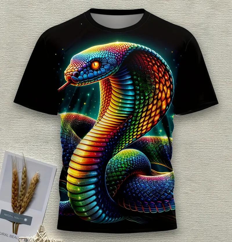 XXS-6XL Plus Size T-shirt Fashion 3D Printed Snake Graphic T Shirt For Men Oversized T-shirt Summer Short Sleeve Tees Tops
