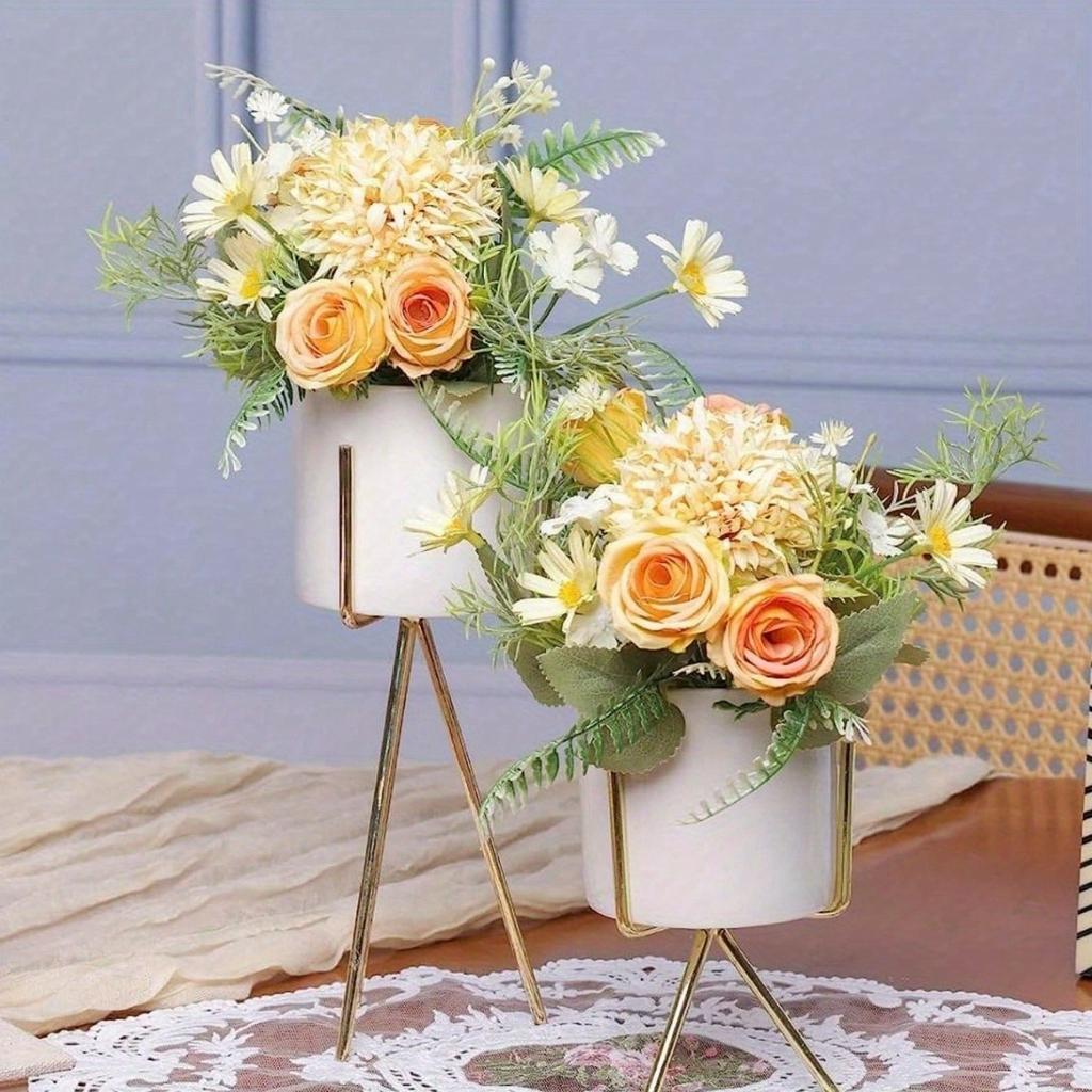 4PCS Artificial Flower Rose Hydrangea Faux Rose Bouquet with Stems for Wedding Hand Bouquet Fake Plant Decoration Table Centerpiece Decor Party Home