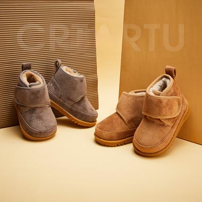 Зимние ботинки для девочек, две хлопковые туфли, термообувь для мальчиков, короткие бархатные ботинки для малышей, зимняя обувь с мягкой подошвой