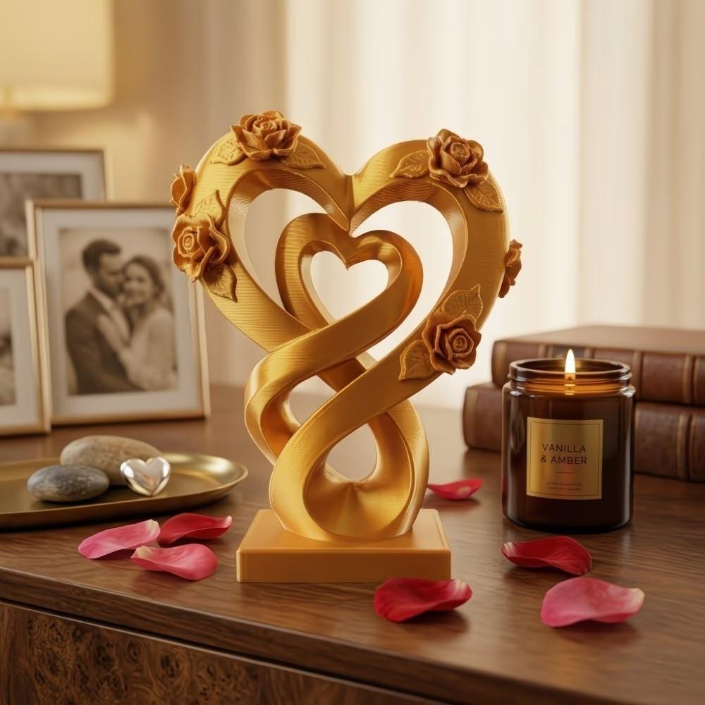 Modern Heart Rose Ornament Romantic Heart Statue Ornament Creative Love Ornament  Valentine’s Gift