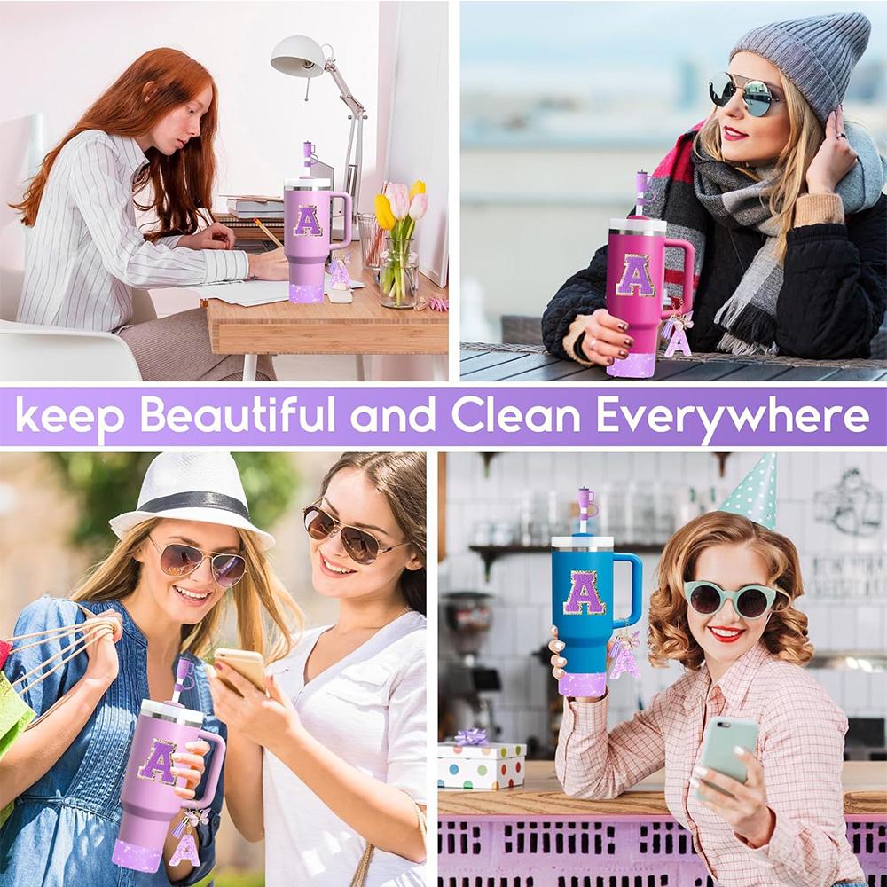 Набор из 6 принадлежностей для стакана Stanley Cup объемом 40 унций с ручкой, включая силиконовую трубочку и чехол, пробку, предотвращающую проливание