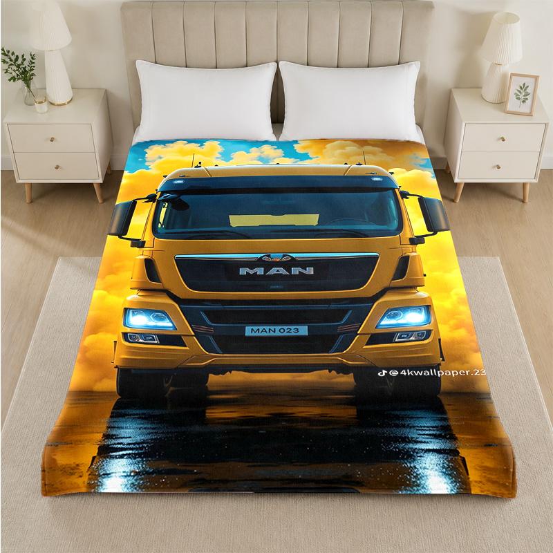 MAN Print Flannel Blanket Cozy Warm Plush Throw Blanket For Bed Sofa Couch Indoor Household Use